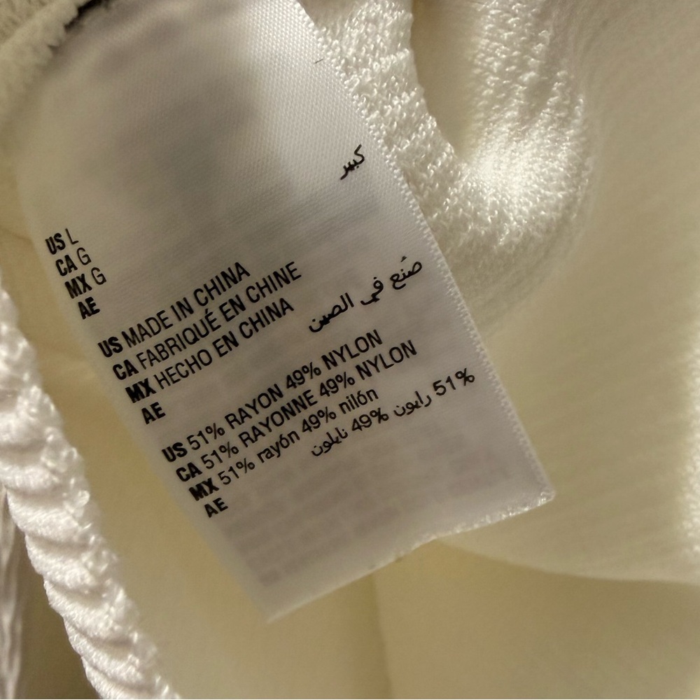 And Now This, White Ribbed Square Neck Long Sleeve Top, Size Large NWOT - Picture 6 of 6
